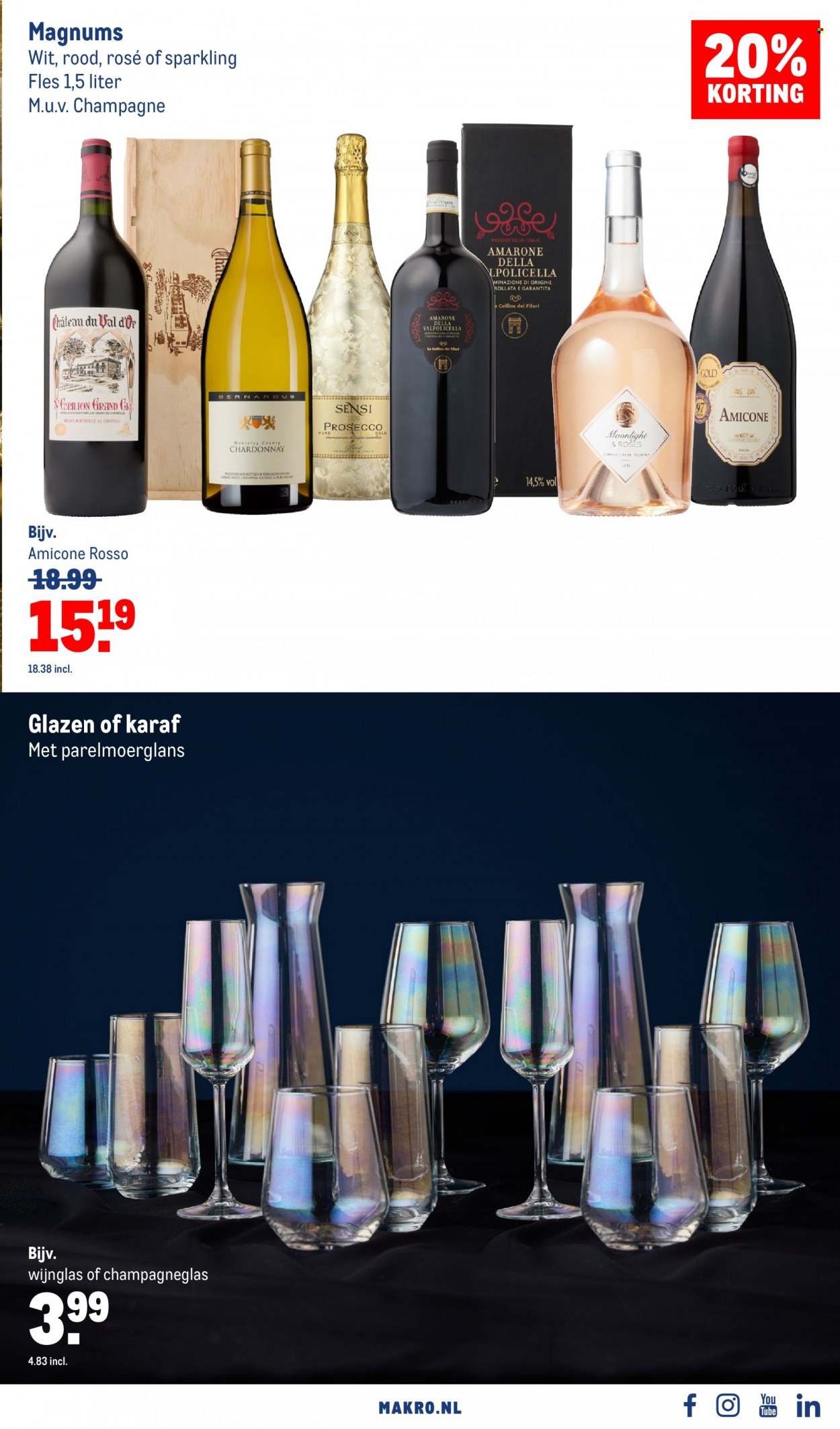 Makro-aanbieding - 23.11.2022 - 24.12.2022 -  producten in de aanbieding - champagne, Chardonnay, prosecco, Valpolicella, Amarone della Valpolicella, glazen. Pagina 3.