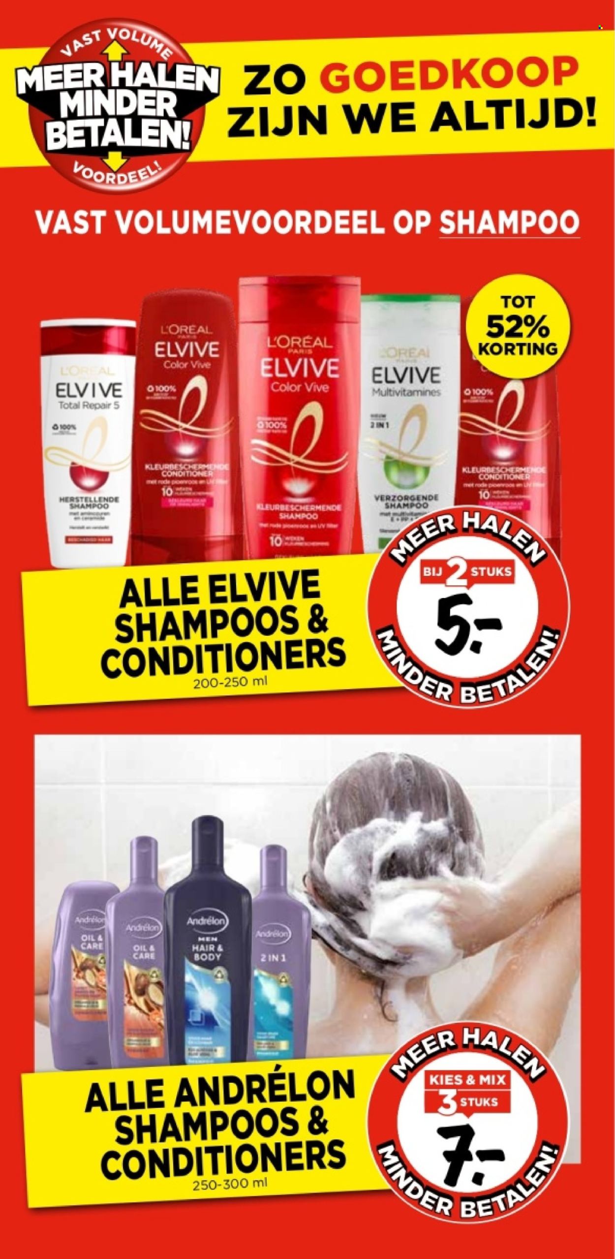 thumbnail - Vomar-aanbieding -  producten in de aanbieding - L’oréal, shampoo, Elvive, Elvive Color, conditioner, Andrélon. Pagina 2.
