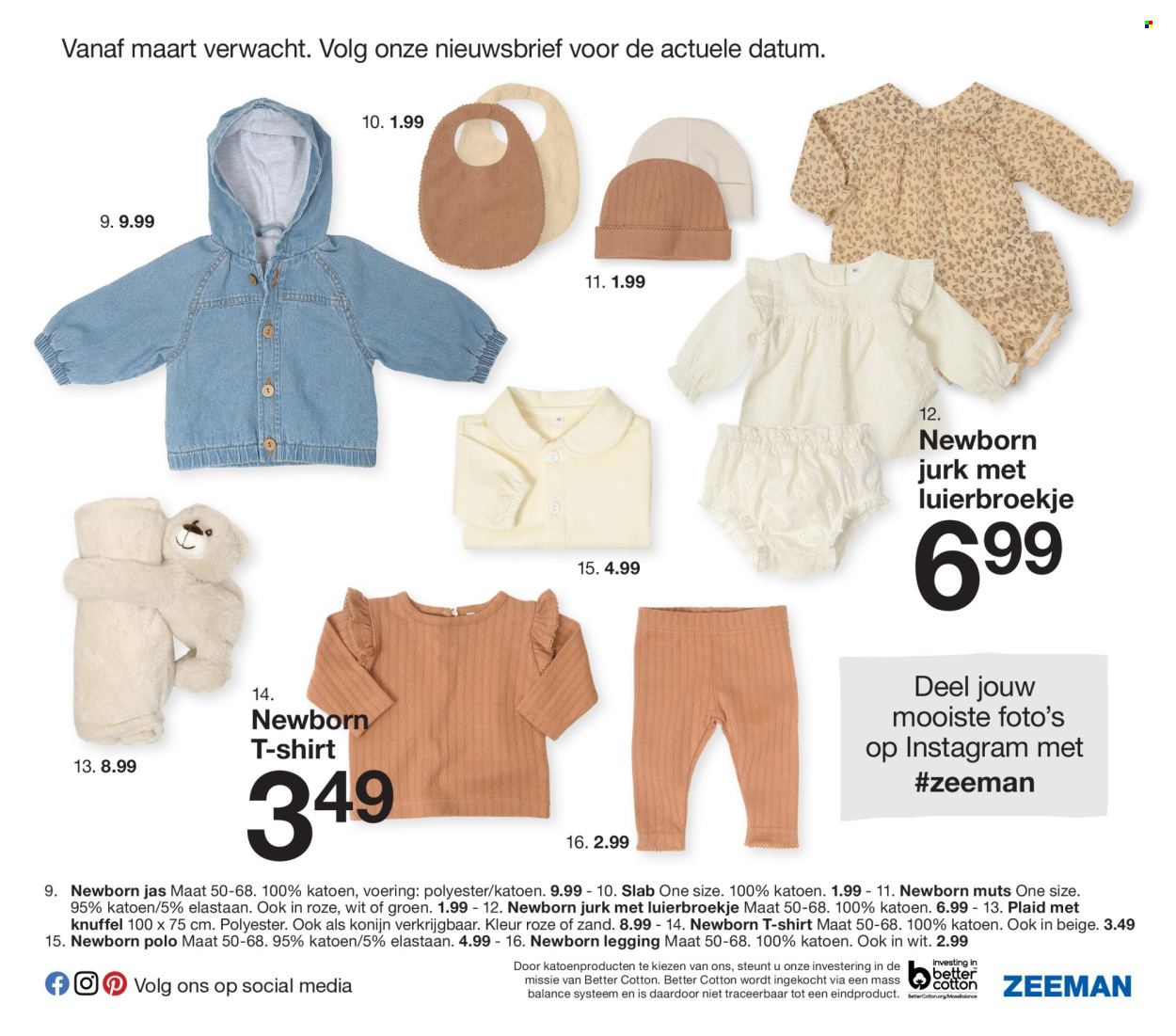 thumbnail - Zeeman-aanbieding - 1-2-2024 - 31-7-2024 -  producten in de aanbieding - plaid, jurk, poloshirt, leggings, muts, knuffel. Pagina 11.