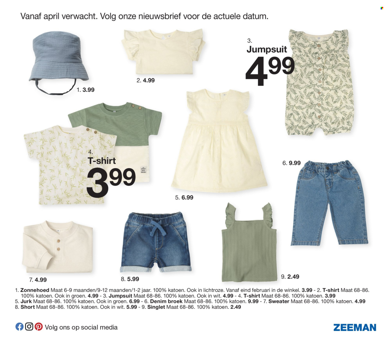 thumbnail - Zeeman-aanbieding - 1-2-2024 - 31-7-2024 -  producten in de aanbieding - jumpsuit, short, broek, jurk, trui, singlet. Pagina 21.