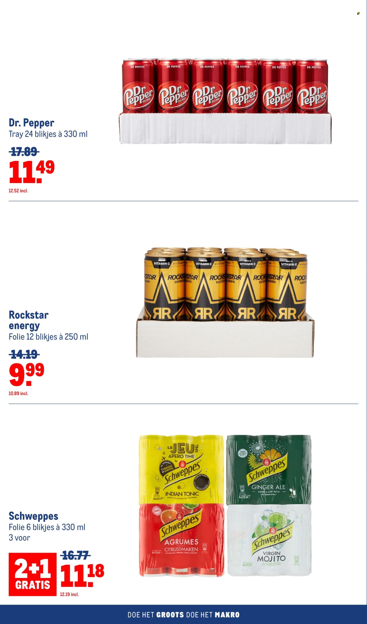 thumbnail - Makro-aanbieding - 14-2-2024 - 27-2-2024 -  producten in de aanbieding - Schweppes, ginger ale, energy drink. Pagina 18.