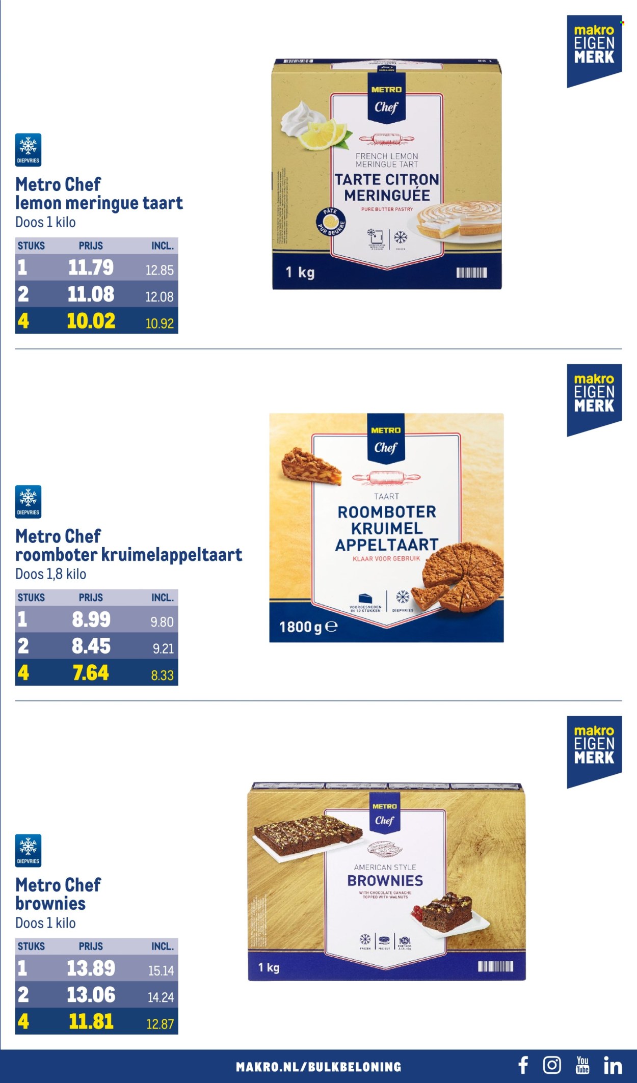 Makro-aanbieding - 14-2-2024 - 27-2-2024 -  producten in de aanbieding - Frozen, appeltaart, meringue, brownie, taart, paté, roomboter. Pagina 43.