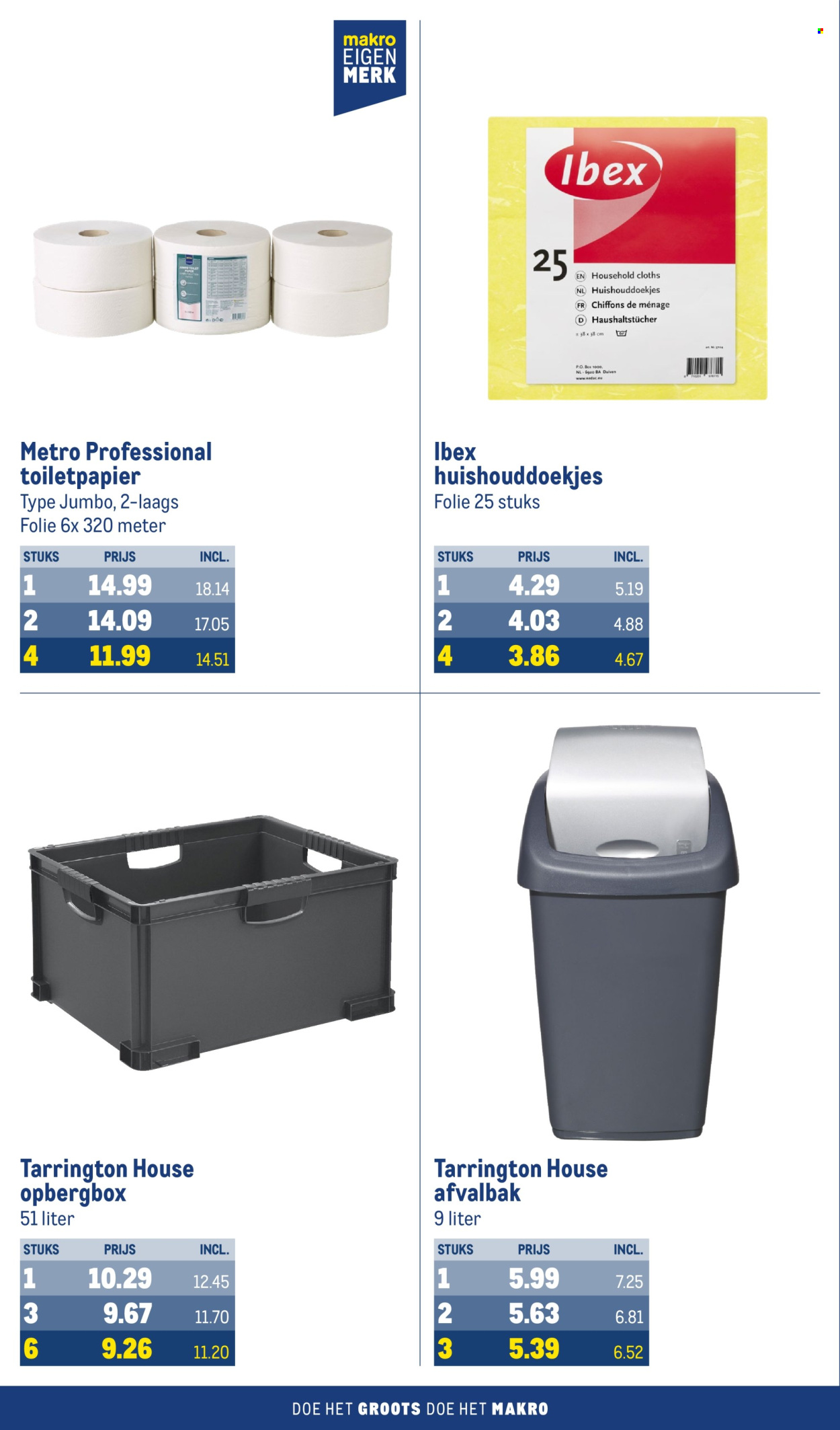 thumbnail - Makro-aanbieding - 14-2-2024 - 27-2-2024 -  producten in de aanbieding - toiletpapier, afvalbakken, voorraaddozen, afvalbak. Pagina 54.