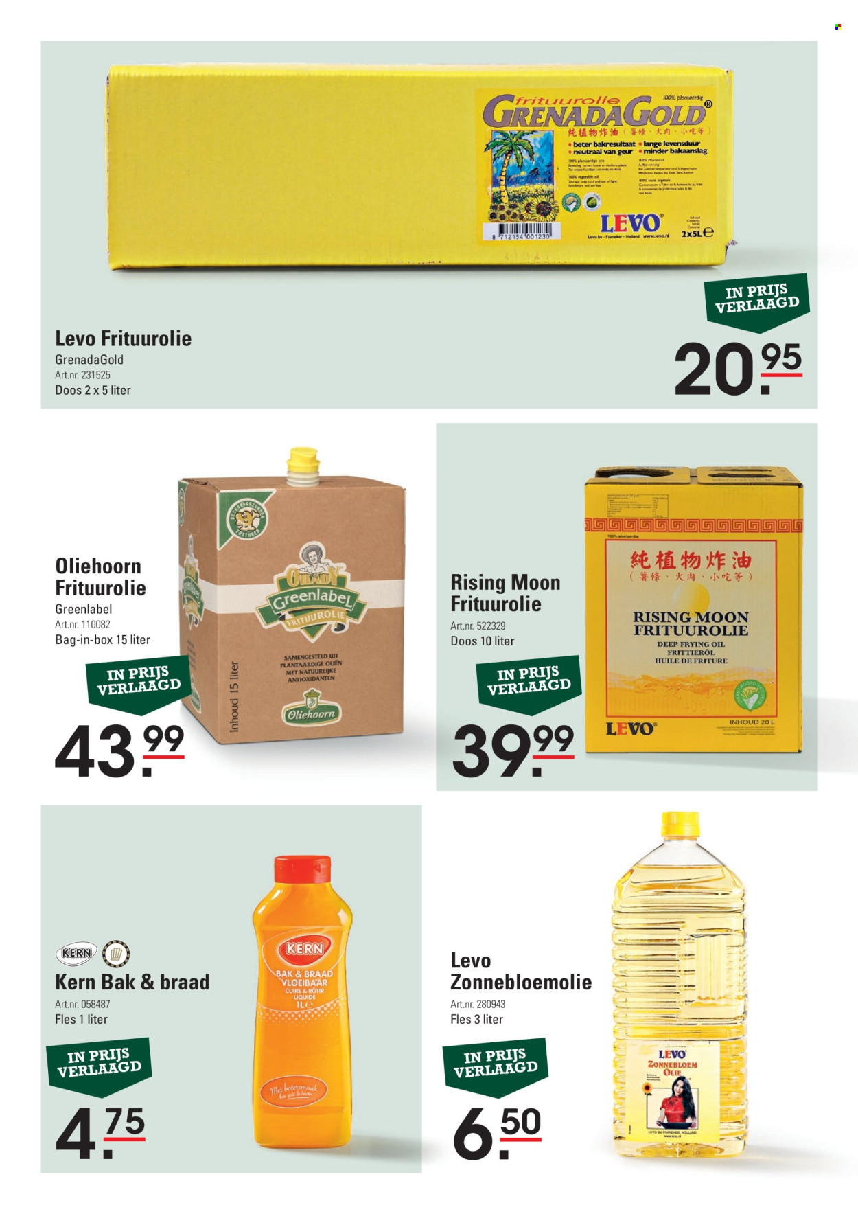 Sligro-aanbieding -  producten in de aanbieding - Bakken & Braden, zonnebloemolie, oliën, fles. Pagina 3.