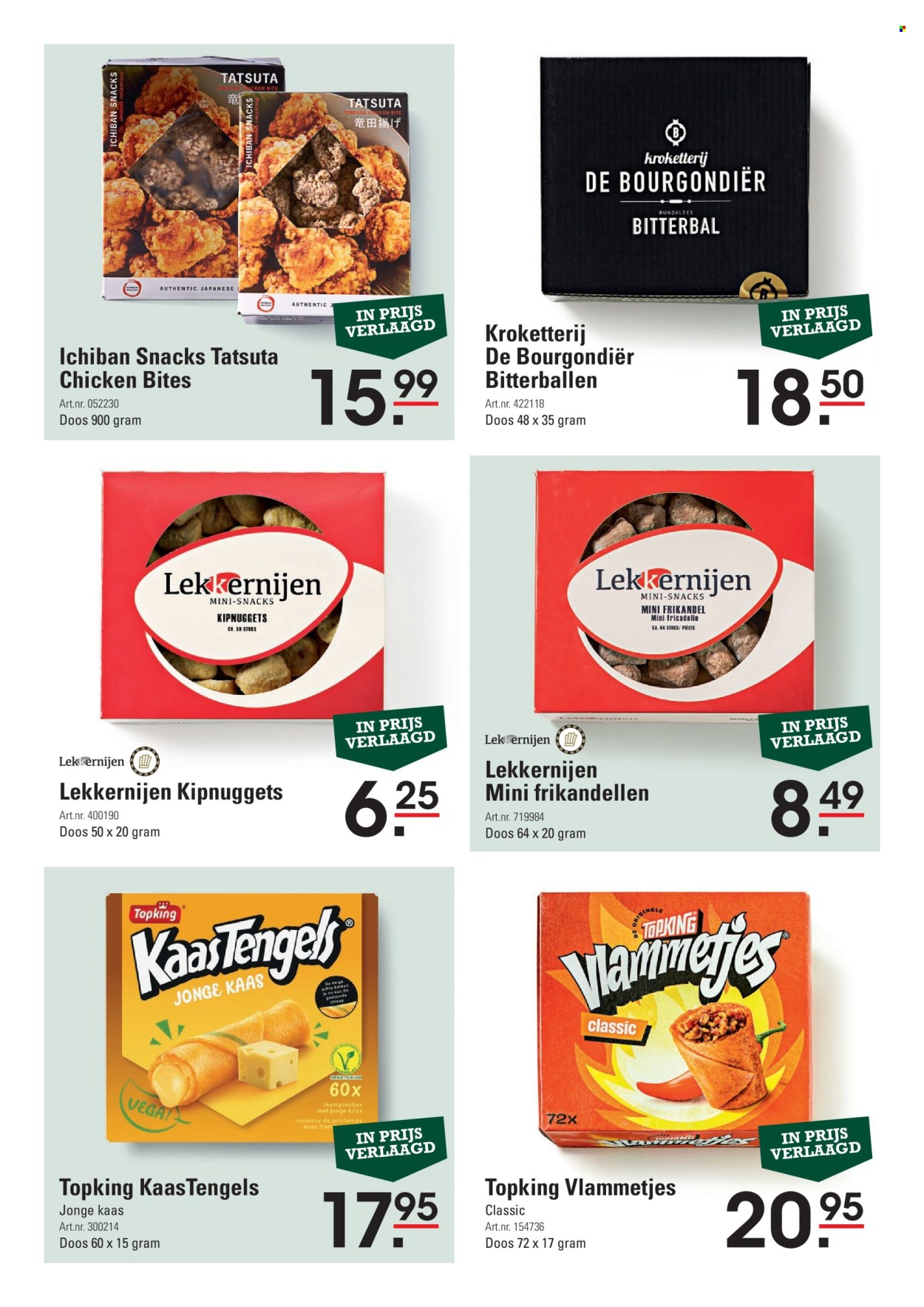thumbnail - Sligro-aanbieding -  producten in de aanbieding - rundvlees, frikandel, Jonge Kaas, kaas, kipnuggets, Kaastengels. Pagina 6.