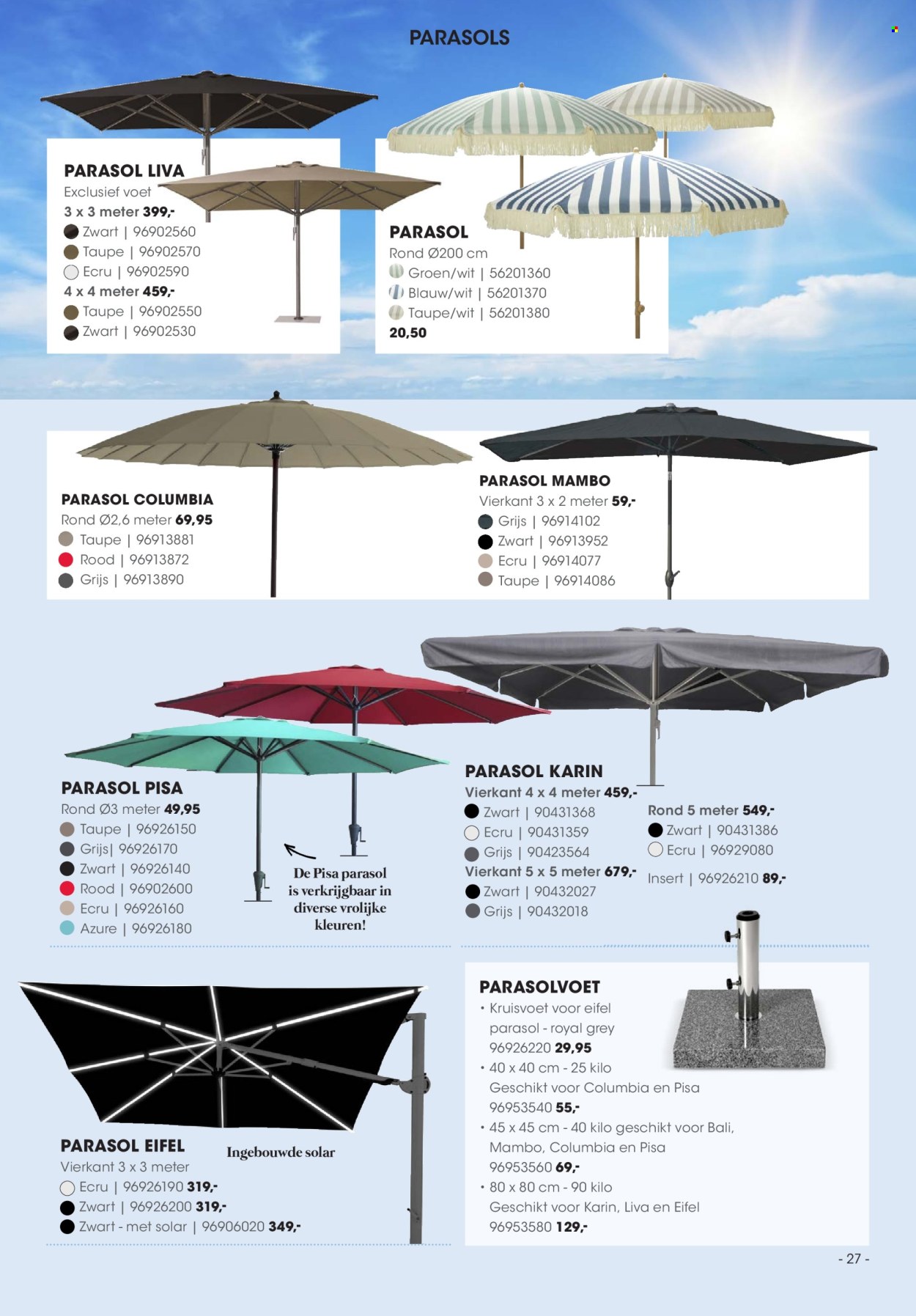 thumbnail - Hanos-aanbieding - 18-3-2024 - 31-8-2024 -  producten in de aanbieding - parasol, parasolvoet. Pagina 27.