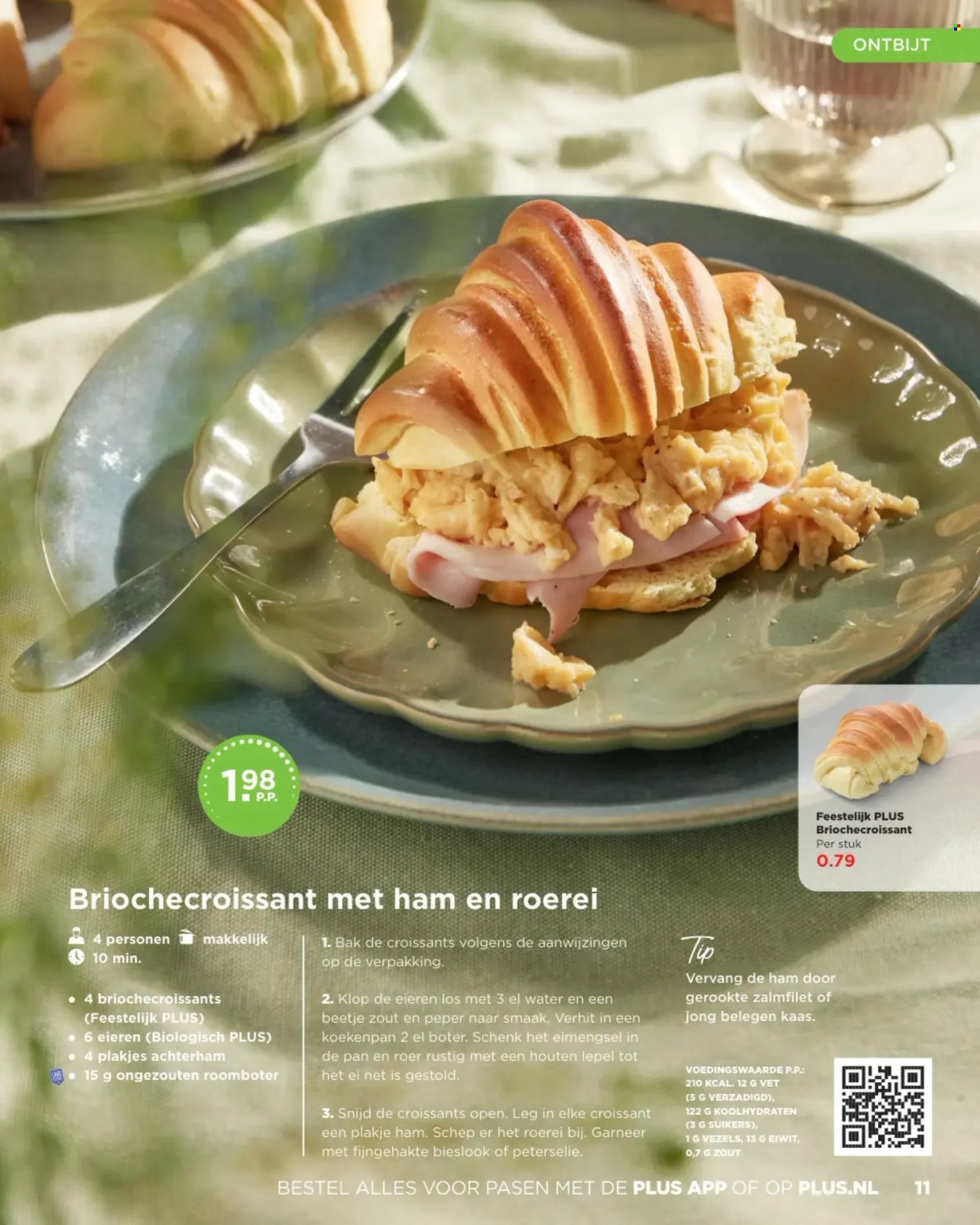 thumbnail - Plus-aanbieding -  producten in de aanbieding - gebak, croissant, zalm, zalmfilet, achterham, belegen kaas, kaas, ei. Pagina 11.