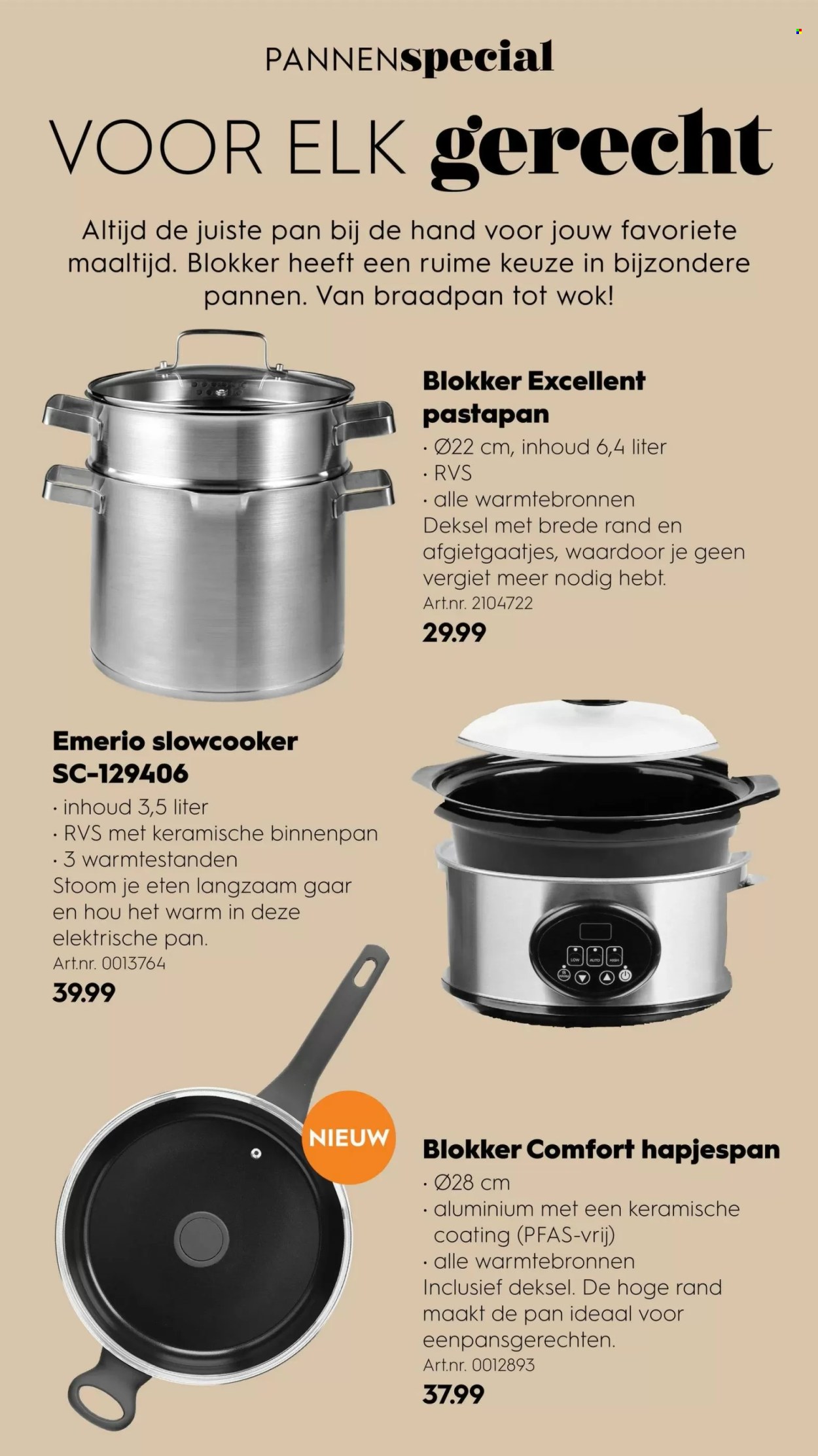 thumbnail - Blokker-aanbieding -  producten in de aanbieding - hapjespan, wokpan, slow cooker, braadpan. Pagina 12.
