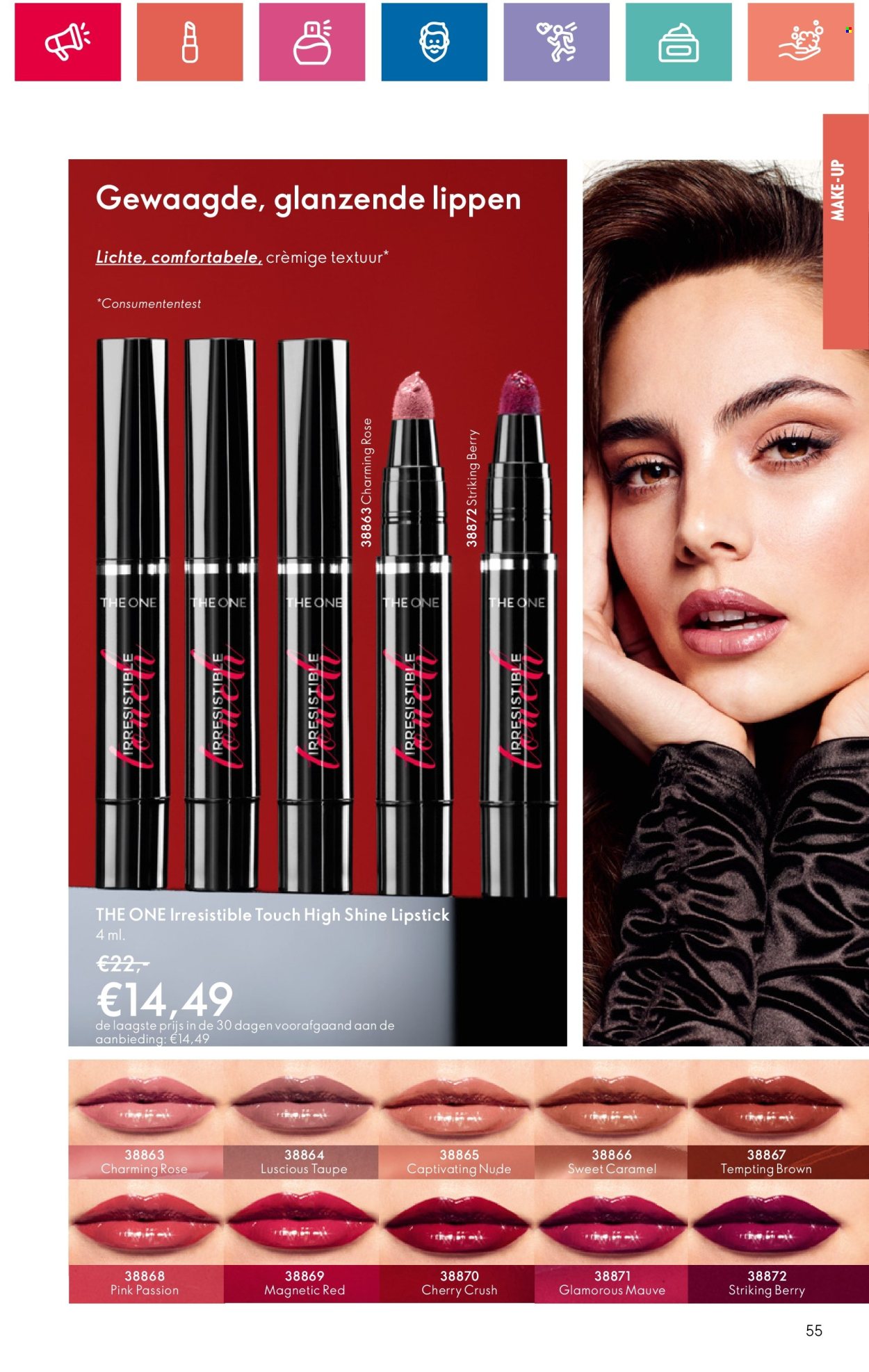 thumbnail - Oriflame-aanbieding - 18-4-2024 - 8-5-2024 -  producten in de aanbieding - lippenstift, The One, make-up. Pagina 55.