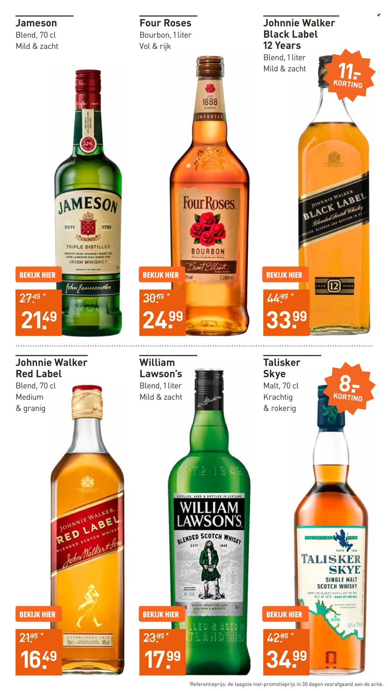 thumbnail - Gall & Gall-aanbieding - 22-4-2024 - 5-5-2024 -  producten in de aanbieding - alcohol, blended scotch whisky, Bourbon, irish whiskey, Jameson, scotch whisky, Single Malt, whiskey, whisky, Johnnie Walker, Talisker, William Lawson's. Pagina 15.