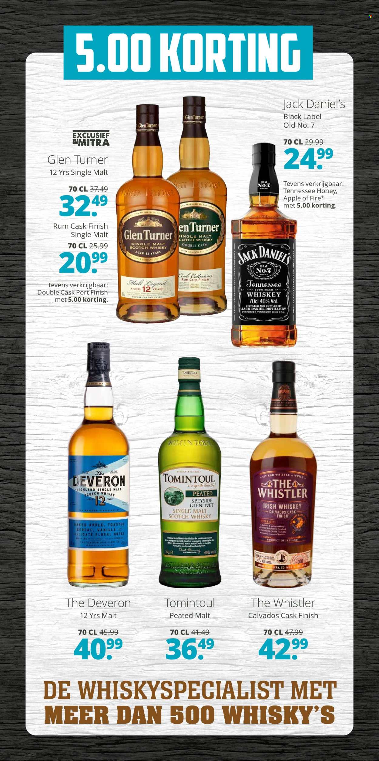 thumbnail - Mitra-aanbieding - 22-4-2024 - 5-5-2024 -  producten in de aanbieding - alcohol, rum, Calvados, irish whiskey, Jack Daniel's, scotch whisky, Single Malt, whiskey, whisky, The Glenlivet. Pagina 4.