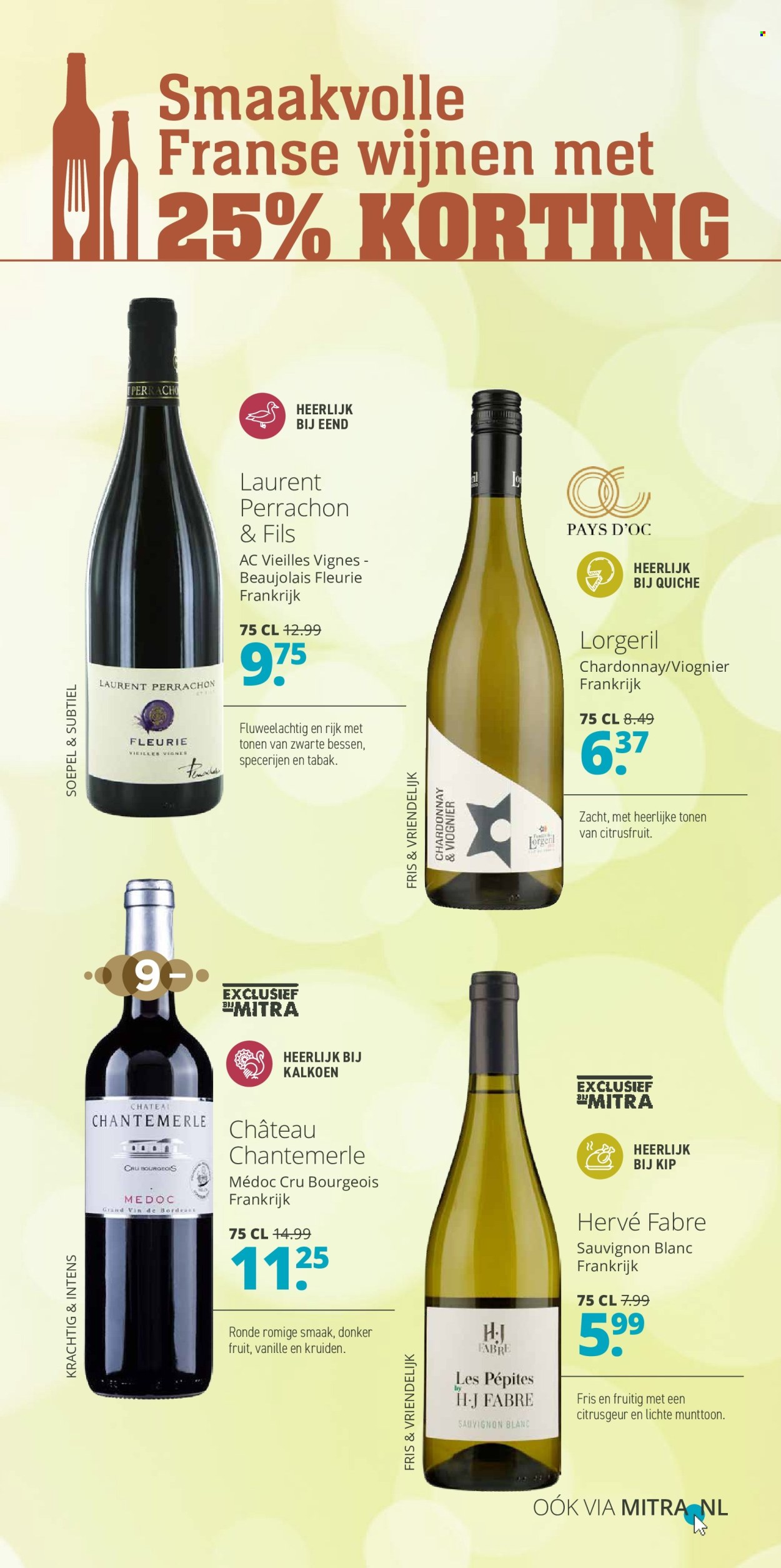 thumbnail - Mitra-aanbieding - 22-4-2024 - 5-5-2024 -  producten in de aanbieding - alcohol, Beaujolais, Chardonnay, Sauvignon Blanc, witte wijn, wijn, Frankrijk. Pagina 17.