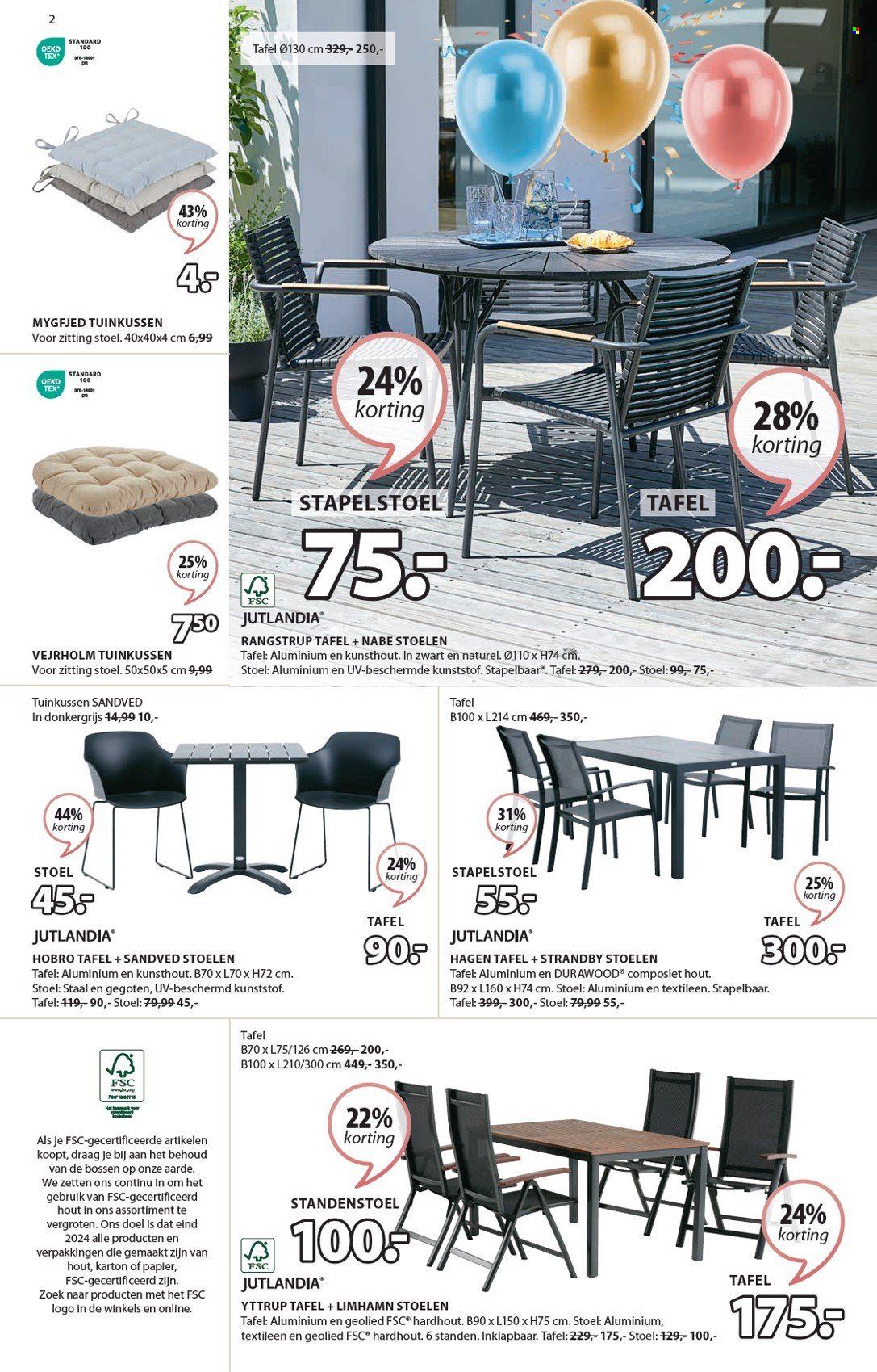 thumbnail - JYSK-aanbieding - 22-4-2024 - 5-5-2024 -  producten in de aanbieding - tuinkussen, stoel, stapelstoel, tuinstoel, tafel, eetset, standenstoel. Pagina 3.