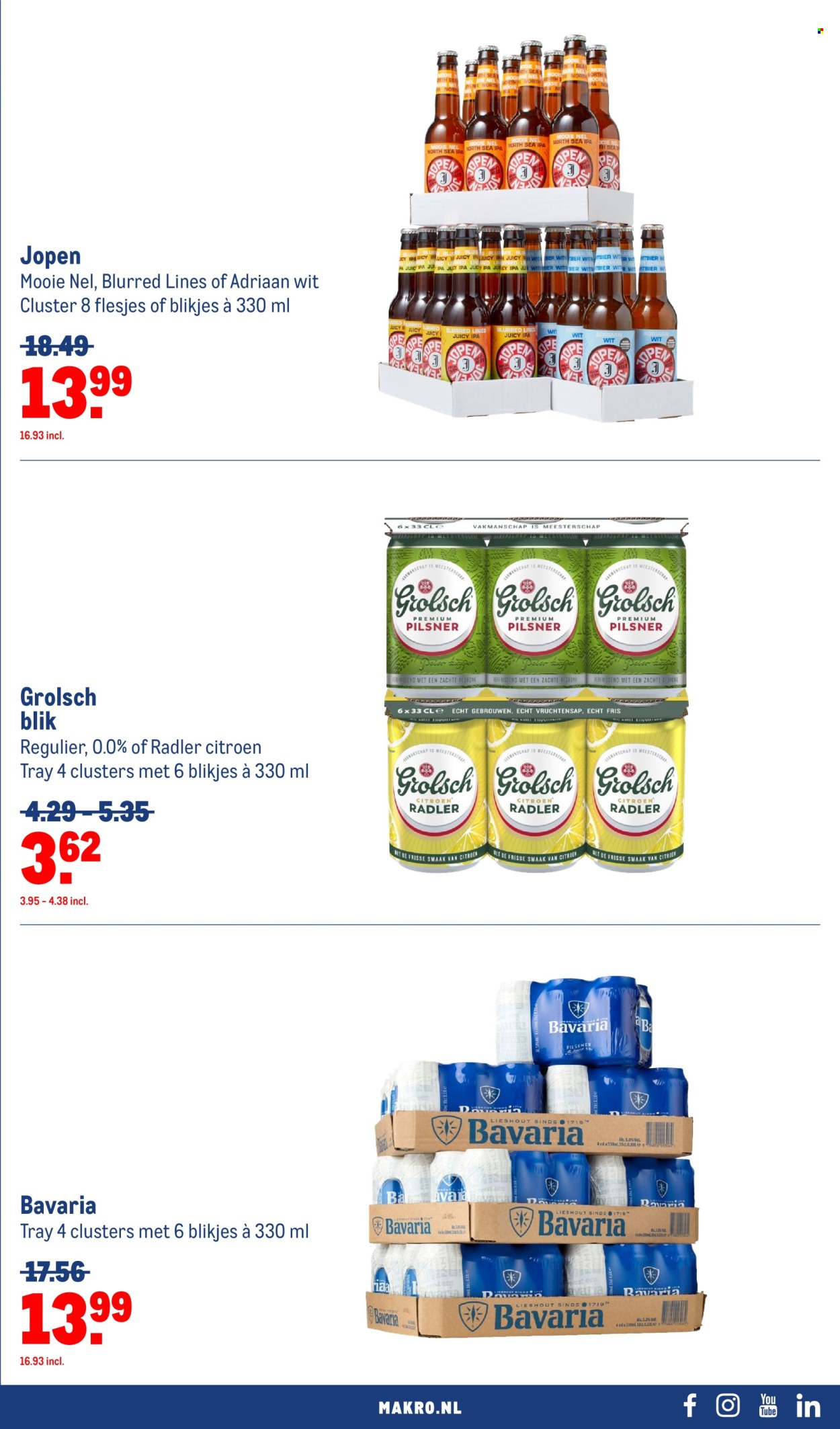 thumbnail - Makro-aanbieding - 24-4-2024 - 7-5-2024 -  producten in de aanbieding - Grolsch, Bavaria, bier, Radler, IPA, alcohol, kom. Pagina 33.