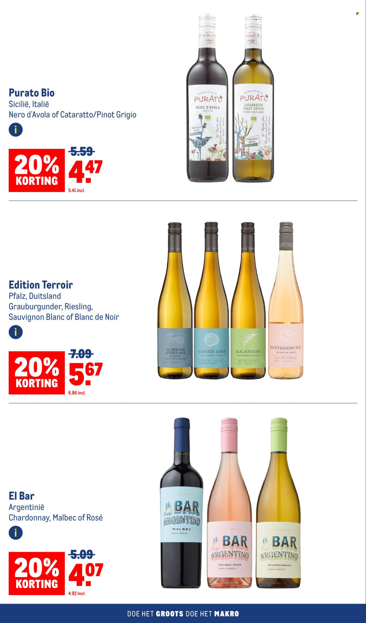 thumbnail - Makro-aanbieding - 24-4-2024 - 7-5-2024 -  producten in de aanbieding - alcohol, Chardonnay, riesling, Sauvignon Blanc, witte wijn, wijn, Pinot Grigio. Pagina 34.