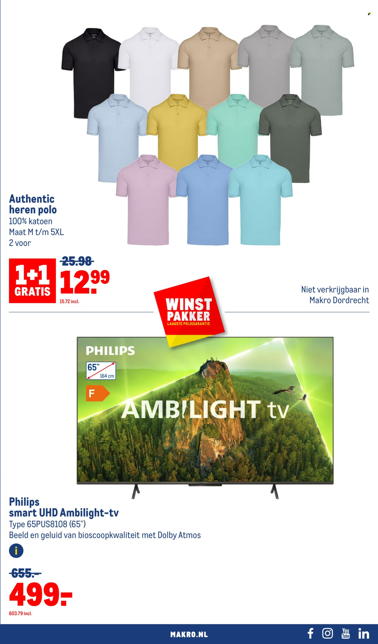 thumbnail - Makro-aanbieding - 24-4-2024 - 7-5-2024 -  producten in de aanbieding - Philips, TV, poloshirt. Pagina 3.