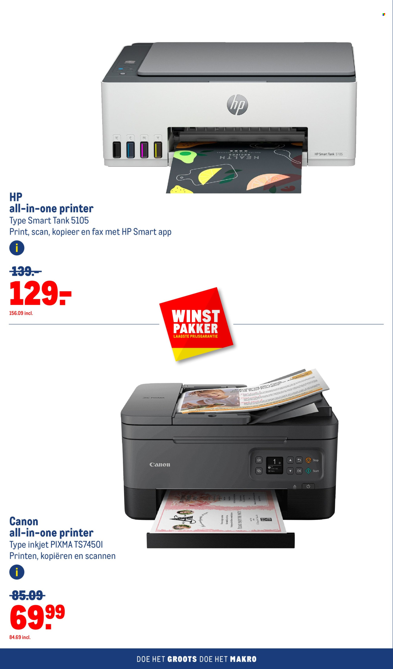 thumbnail - Makro-aanbieding - 24-4-2024 - 7-5-2024 -  producten in de aanbieding - HP, Canon, all-in-one printer, printer. Pagina 8.