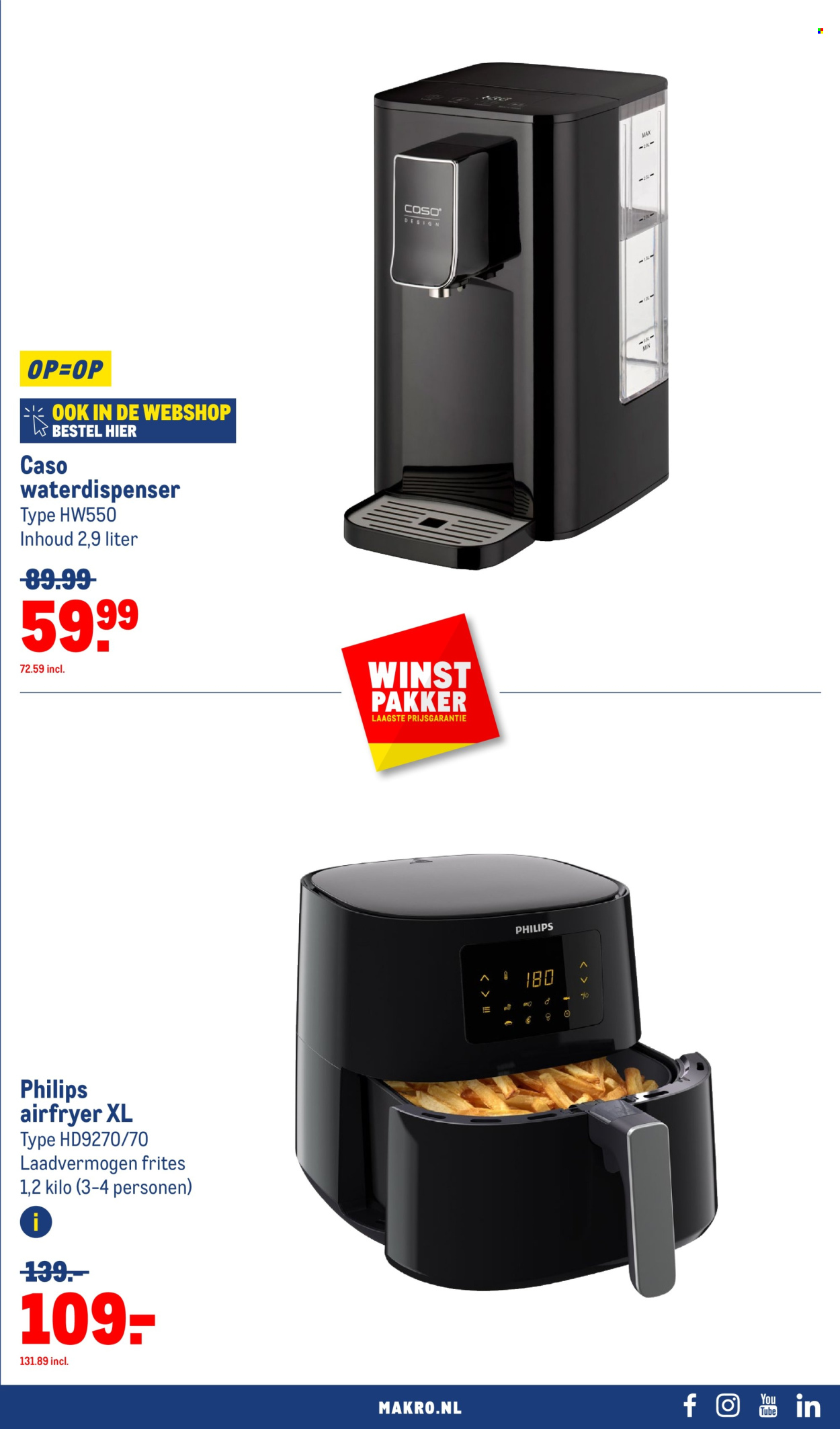 thumbnail - Makro-aanbieding - 24-4-2024 - 7-5-2024 -  producten in de aanbieding - frites, water dispenser, Philips, airfryer. Pagina 13.