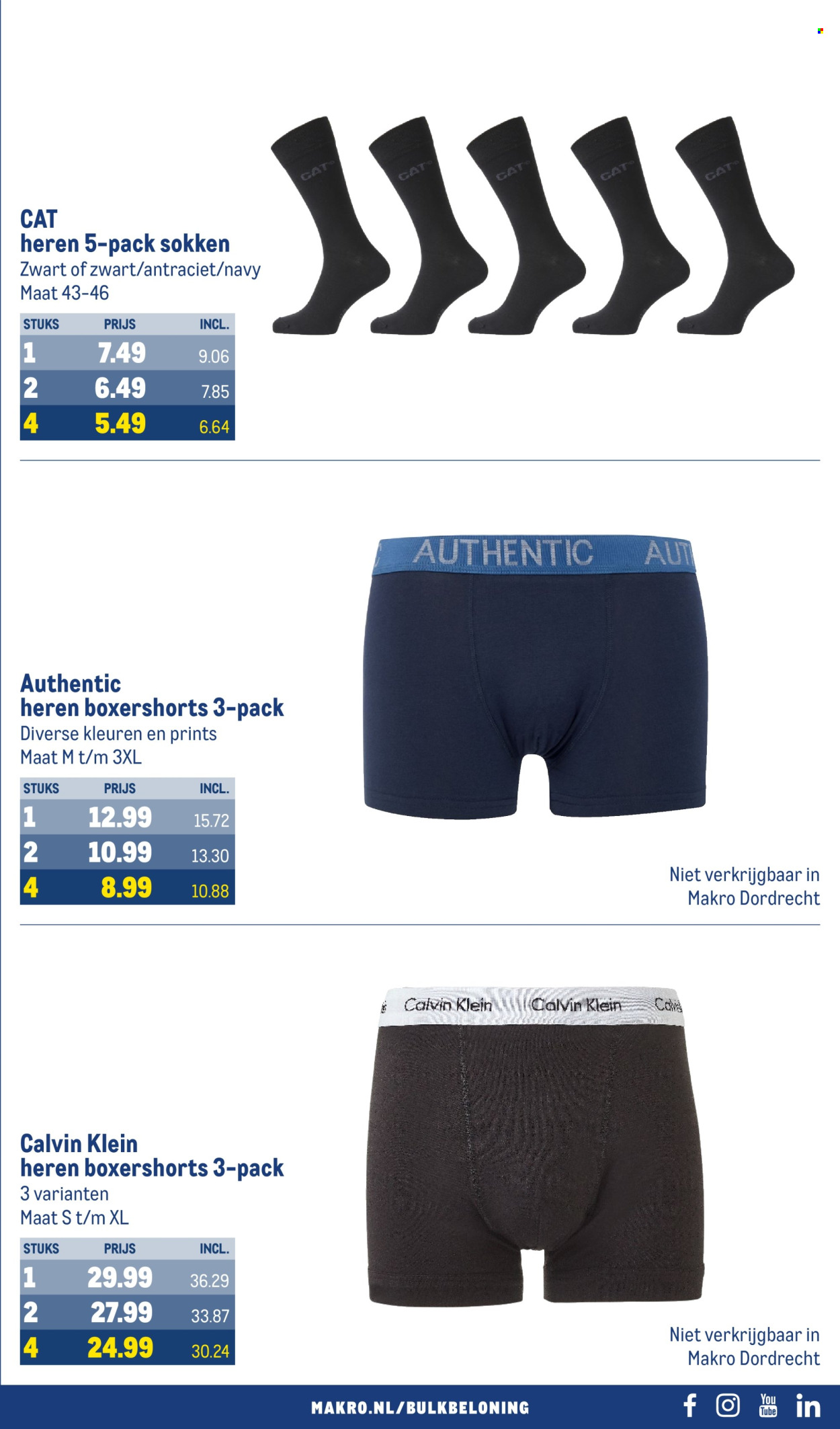 thumbnail - Makro-aanbieding - 24-4-2024 - 7-5-2024 -  producten in de aanbieding - Calvin Klein, boxershorts, ondergoed, sokken. Pagina 59.