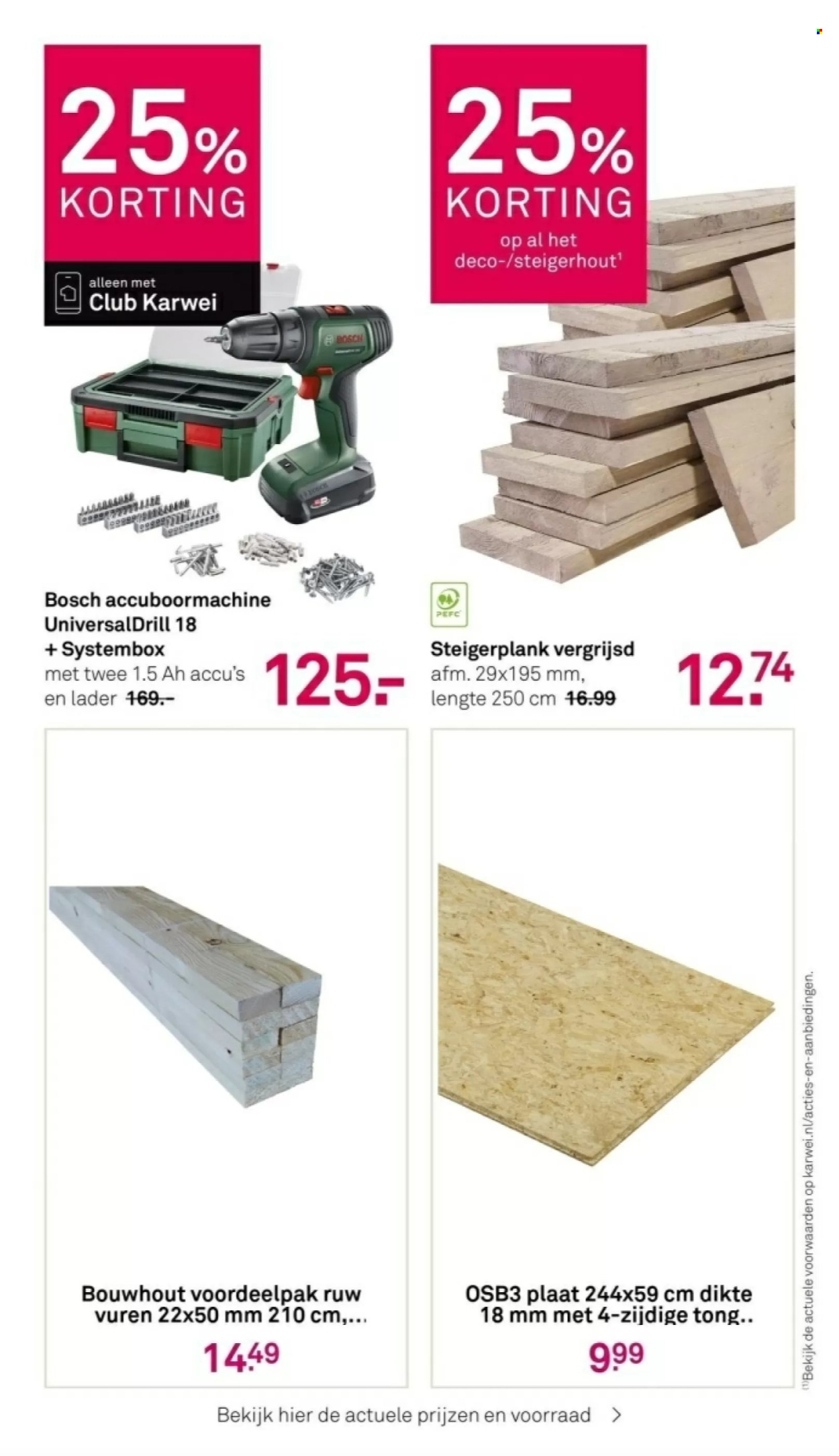 thumbnail - Karwei-aanbieding - 22-4-2024 - 5-5-2024 -  producten in de aanbieding - Bosch, steigerhout, accuboorhamer. Pagina 27.