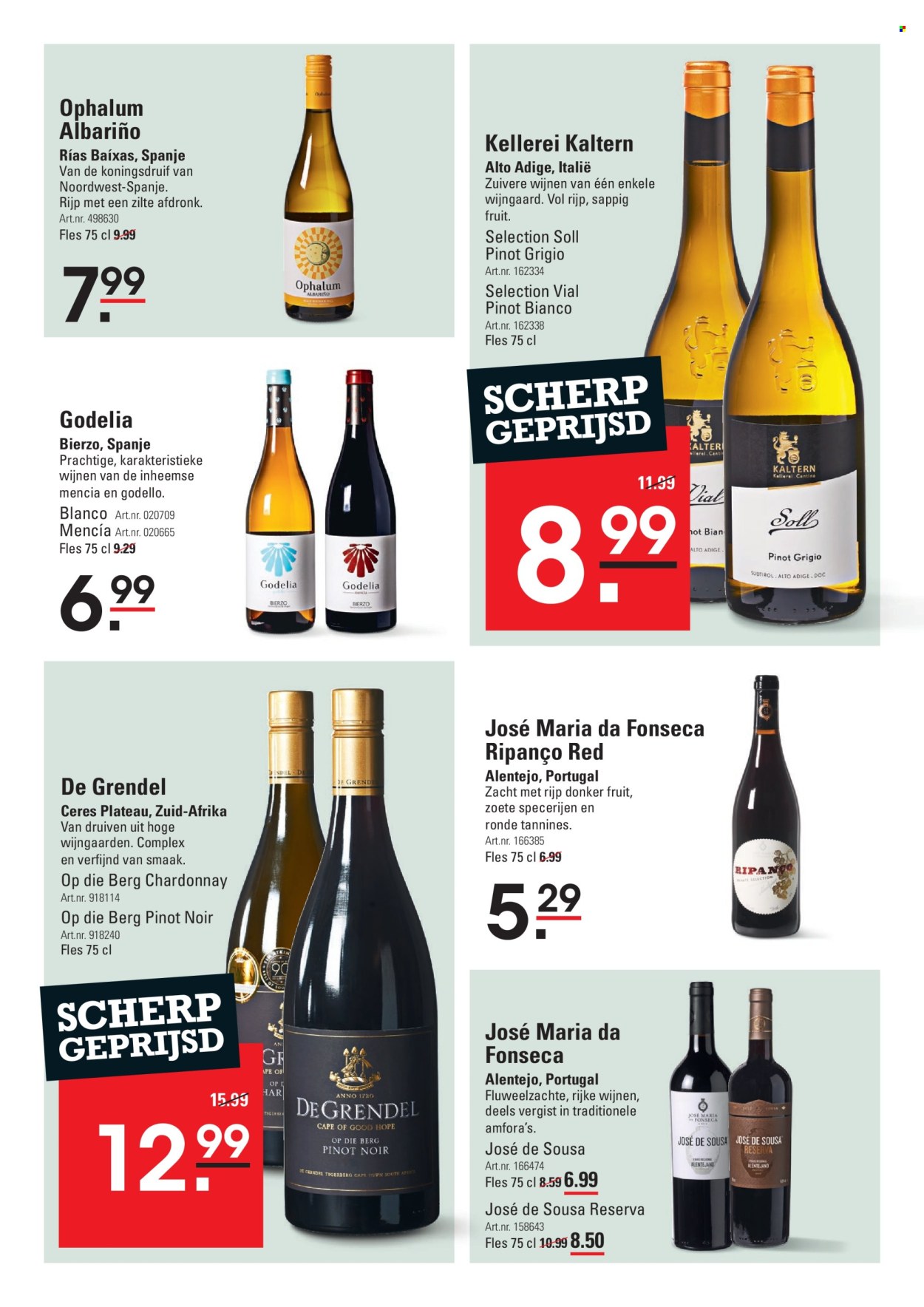 thumbnail - Sligro-aanbieding - 25-4-2024 - 13-5-2024 -  producten in de aanbieding - alcohol, Chardonnay, Pinot Noir, witte wijn, wijn, Pinot Grigio, fles. Pagina 5.
