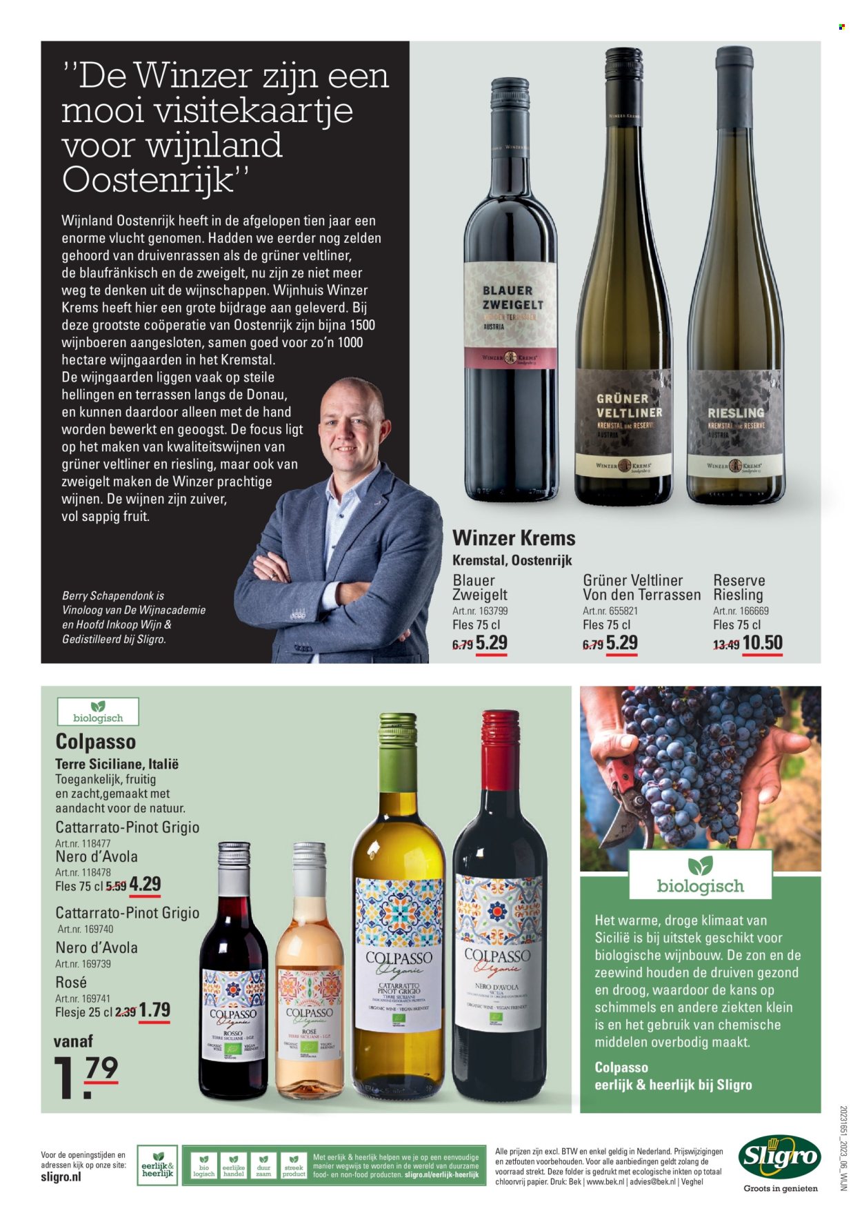 thumbnail - Sligro-aanbieding - 25-4-2024 - 13-5-2024 -  producten in de aanbieding - alcohol, riesling, witte wijn, wijn, Pinot Grigio, fles. Pagina 13.