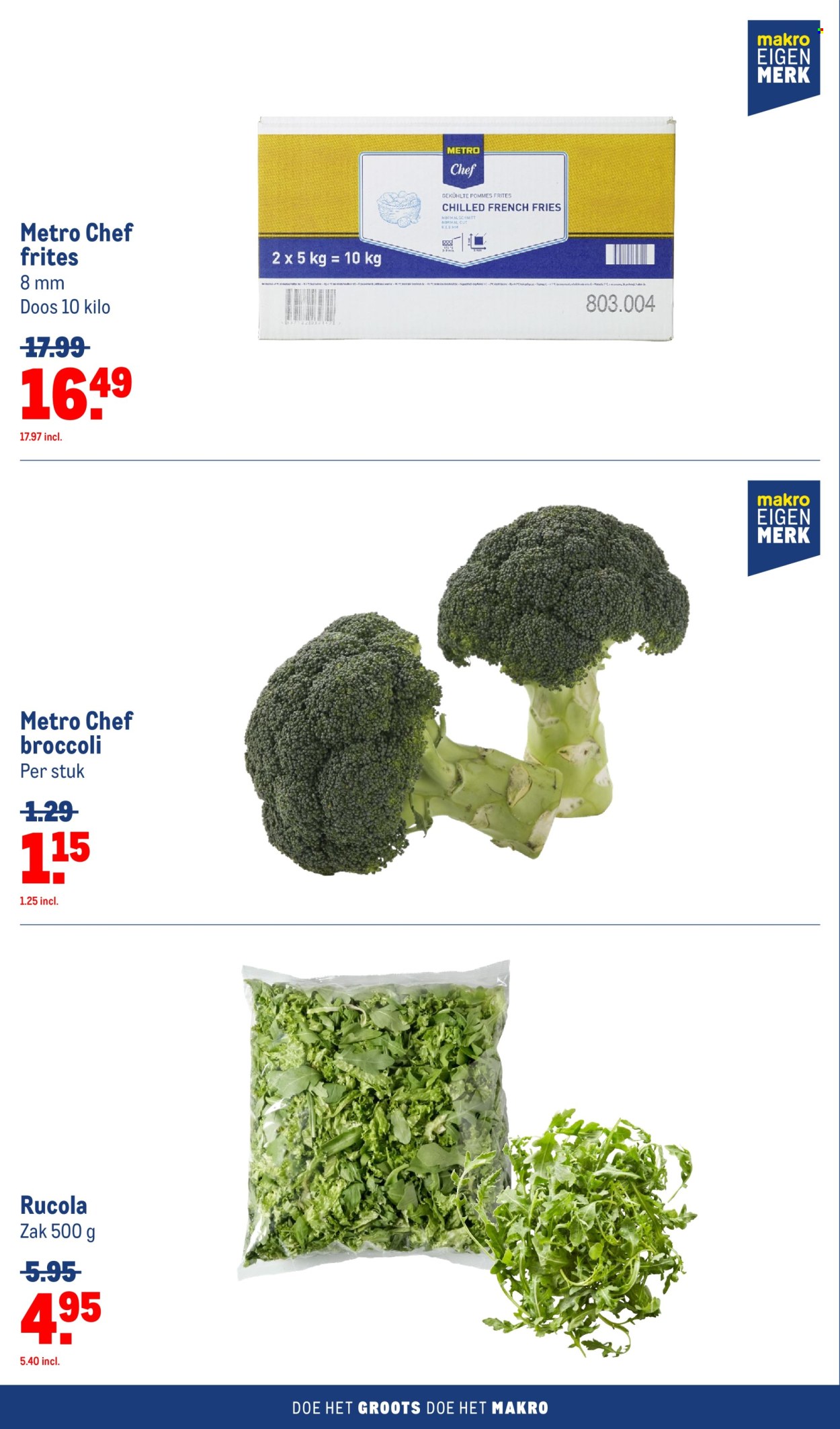 thumbnail - Makro-aanbieding - 24-4-2024 - 21-5-2024 -  producten in de aanbieding - rucola, broccoli, frites. Pagina 14.