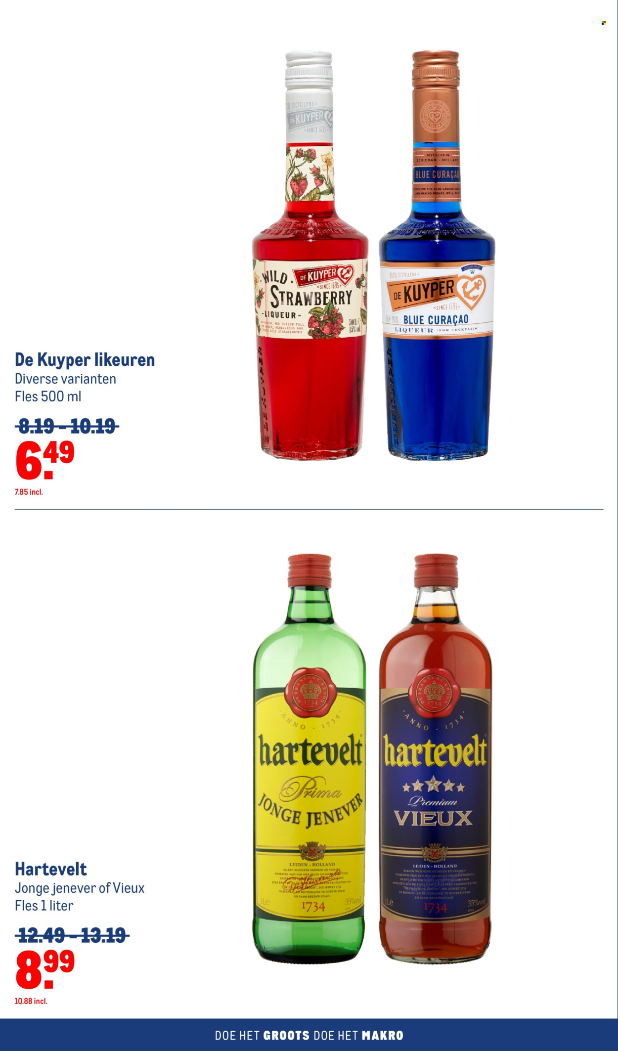 thumbnail - Makro-aanbieding - 24-4-2024 - 21-5-2024 -  producten in de aanbieding - alcohol, Curaçao, liqueur, Jenever, fles. Pagina 20.