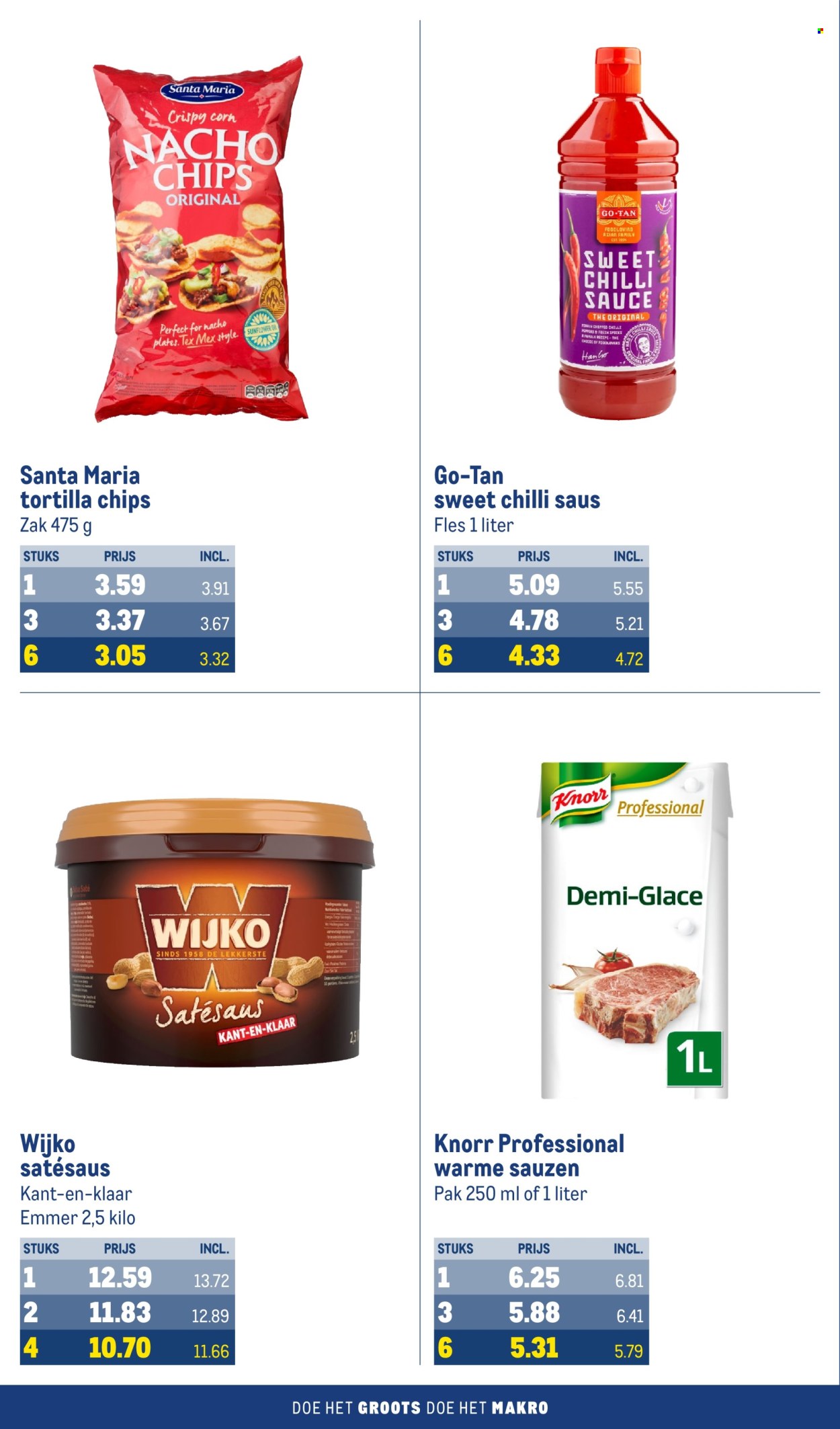 thumbnail - Makro-aanbieding - 24-4-2024 - 21-5-2024 -  producten in de aanbieding - Knorr, Wijko, chips, tortilla chips, satésaus, emmer, fles. Pagina 34.