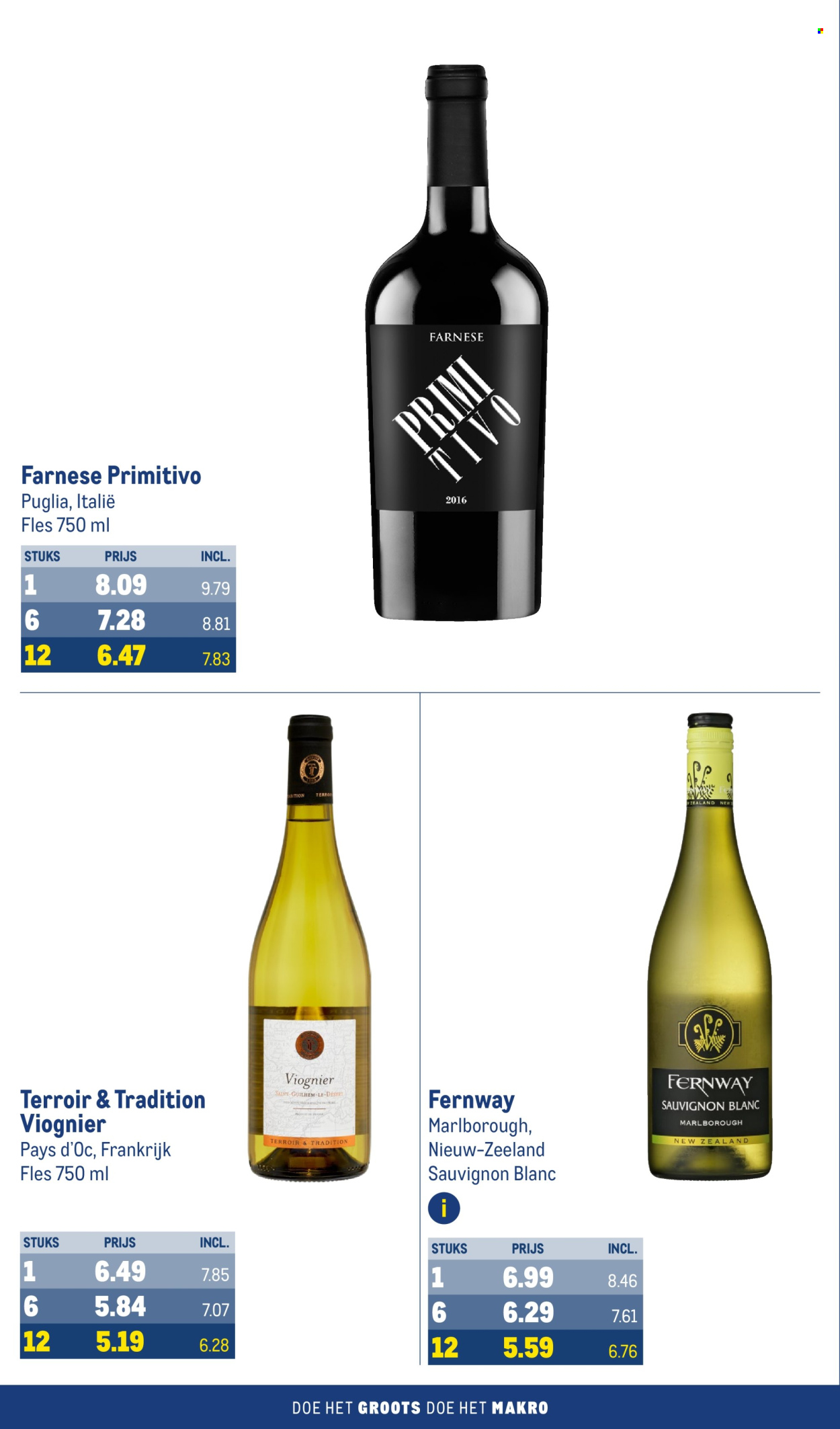 thumbnail - Makro-aanbieding - 24-4-2024 - 21-5-2024 -  producten in de aanbieding - alcohol, Sauvignon Blanc, witte wijn, wijn, Frankrijk, fles. Pagina 38.