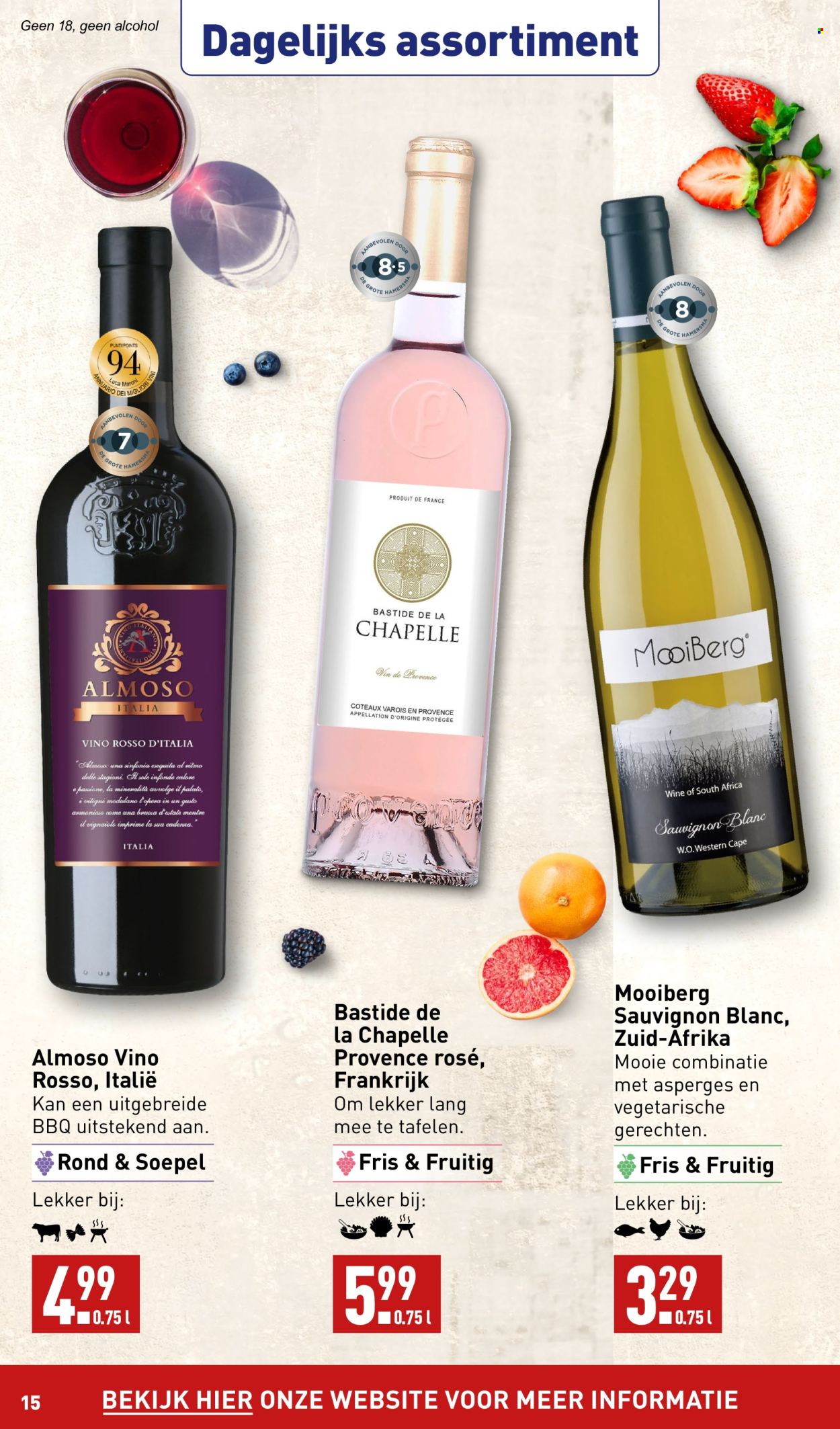 thumbnail - Aldi-aanbieding - 29-4-2024 - 5-5-2024 -  producten in de aanbieding - alcohol, BBQ, rode wijn, Sauvignon Blanc, witte wijn, wijn, Frankrijk, UNA. Pagina 15.