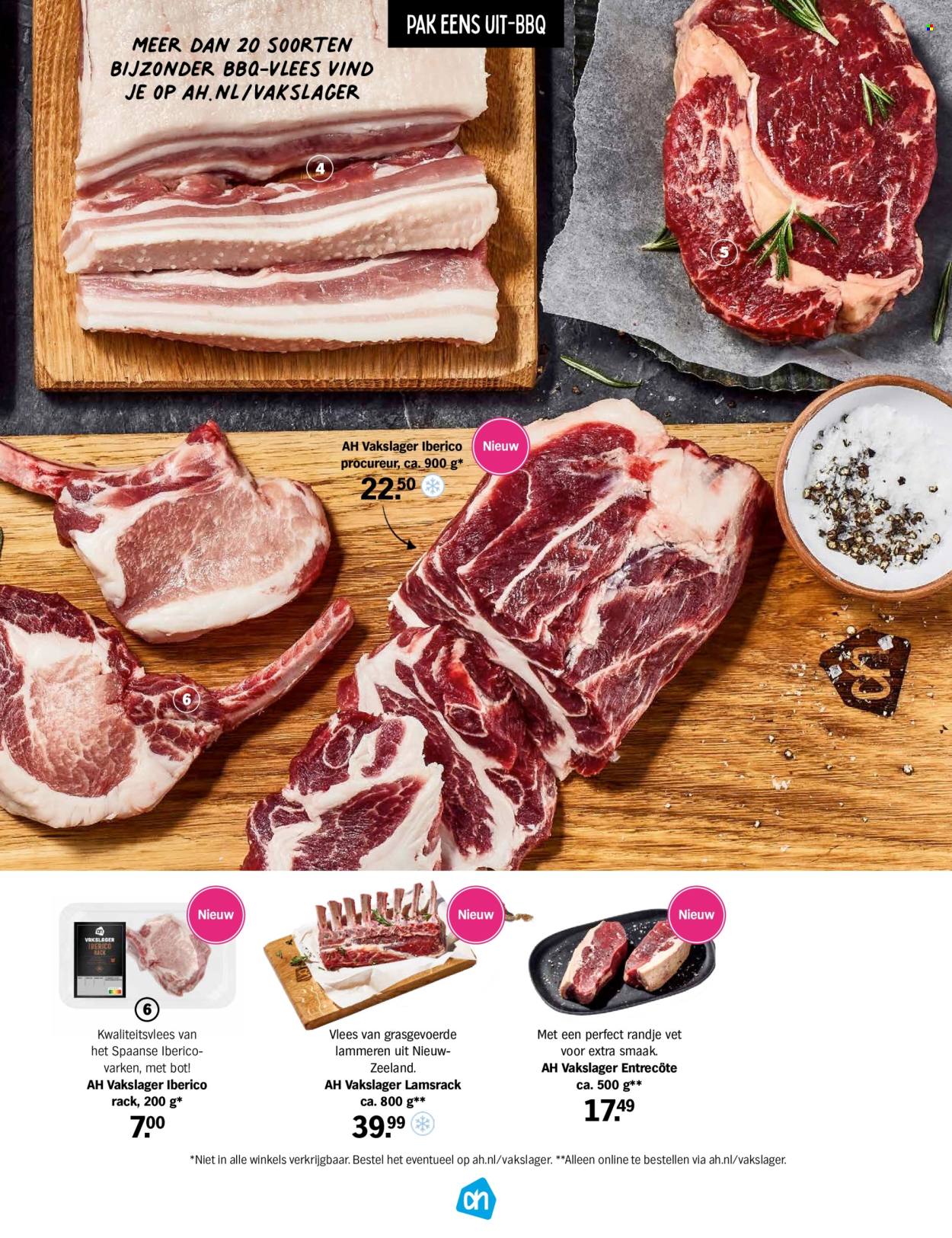 thumbnail - Albert Heijn-aanbieding -  producten in de aanbieding - entrecote, rundvlees, BBQ. Pagina 57.
