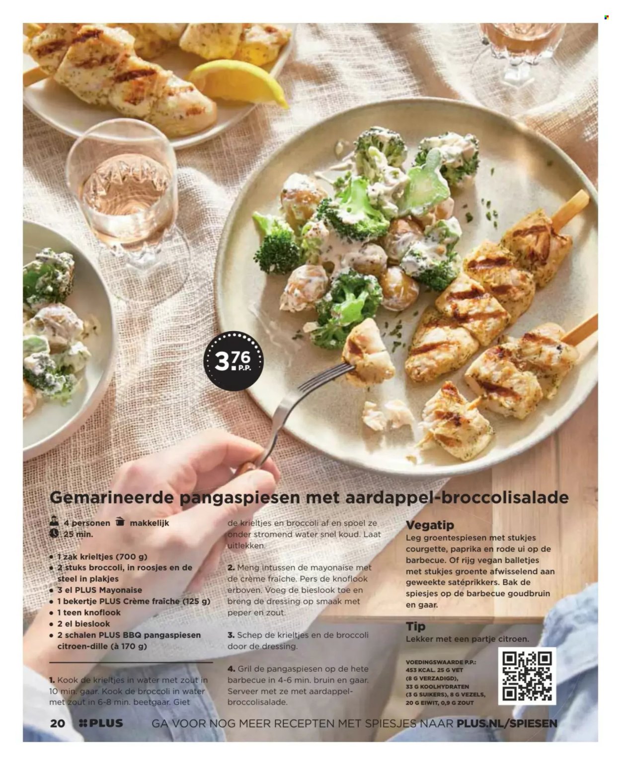 thumbnail - Plus-aanbieding -  producten in de aanbieding - krieltjes, courgette, paprika, crème fraîche, mayonaise, BBQ. Pagina 20.