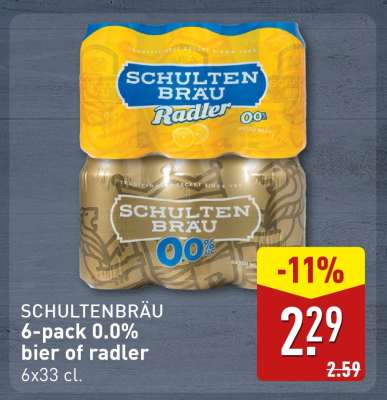 SCHULTENBRÄU 6-pack 0.0% bier of radler