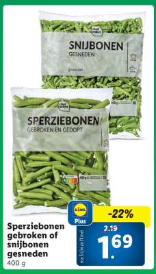 Sperziebonen gebroken of snijbonen gesneden