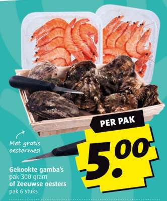 Gekookte Gamba's of Zeeuwse Oesters