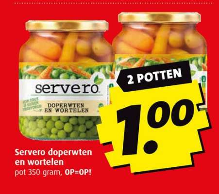 Servero doperwten en wortelen