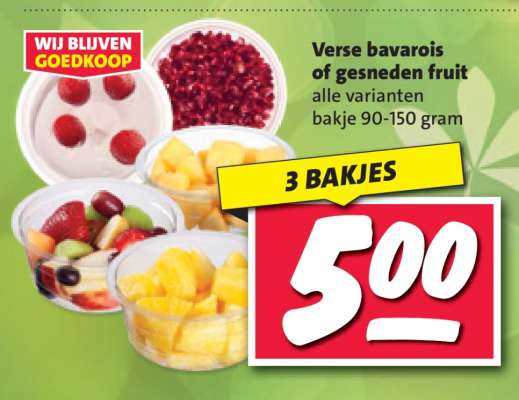 Verse bavarois of gesneden fruit