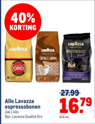 Alle Lavazza espressobonen