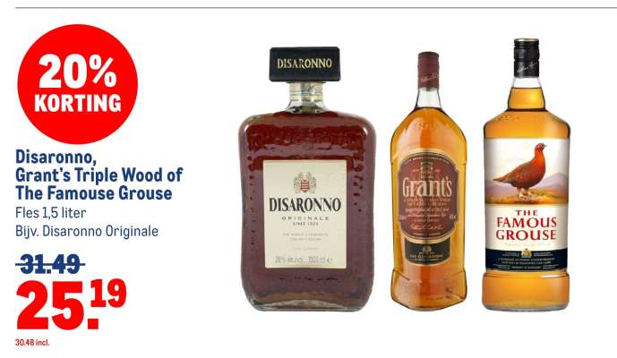Disaronno, Grant's Triple Wood of The Famouse Grouse