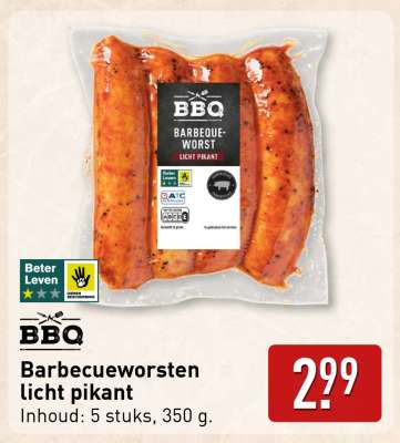 Barbecueworsten licht pikant