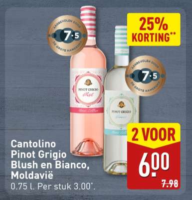 Cantolino Pinot Grigio Blush en Bianco, Moldavië