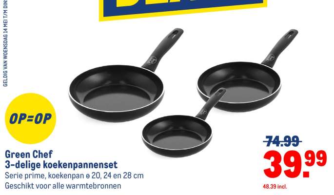 Green Chef 3-delige koekenpannenset