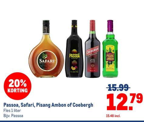 Passoa, Safari, Pisang Ambon of Coebergh