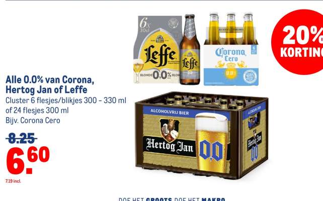 Alle 0.0% van Corona, Hertog Jan of Leffe