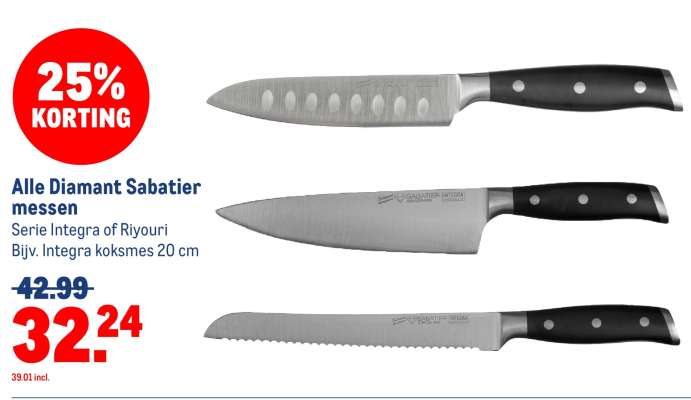 Alle Diamant Sabatier messen
