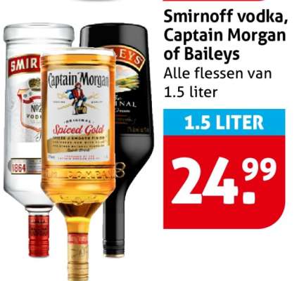 Smirnoff vodka, Captain Morgan, Baileys