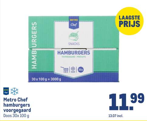 Metro Chef hamburgers voorgegaard