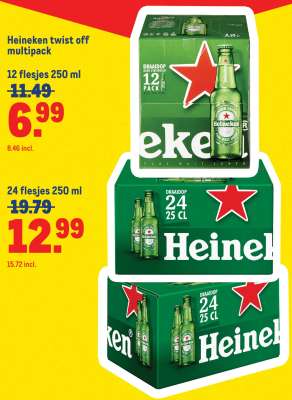 Heineken twist off multipack 12 flesjes 250 ml