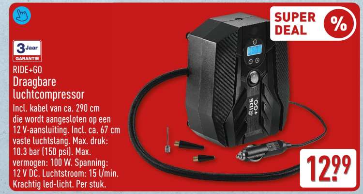RIDE+GO Draagbare luchtcompressor